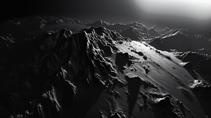 Wall Mural - a dynamic 3d rendering showcases an abstract version of planet earth in striking black and white fea