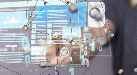 virtual develop interface web application in hand