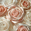 A bouquet of satin roses in shades of blush and cream, arranged to create an elegant floral arrangement for the bride's gown.