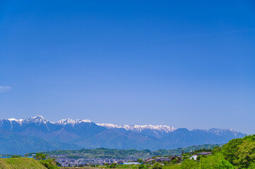 Poster - 春の北アルプスと山岳都市