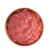 © PhotoPaper - raw fresh minced meat in wooden bowl, pork, beef or mixed forcemeat isolated, meat is ready to cook lasagna or meatballs