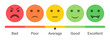 © Kingwardobe - Rating emoji set for customer feedback or product experience with slider flat style. Excellent, good, neutral, bad and very bad emojis. Flat icon set of rating and feedback emojis icons in colored.