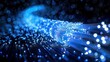 Futuristic Blue Fiber Optic Cables Emitting Light in a Curved Pattern Against a Bokeh Background