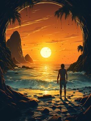 Wall Mural - person on the beach