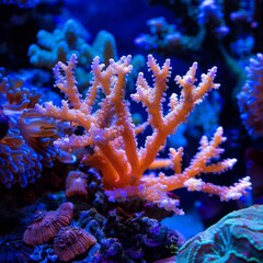 Wall Mural - Coral bleaching in a tropical reef, side view