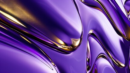 Wall Mural -   A detailed image of a purple and gold wallpaper featuring wavy gold patterns along its sides