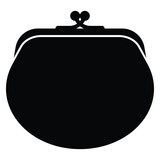 Fototapeta  - Coin purse wallet vector icon. Black silhouette. Vector Illustration.