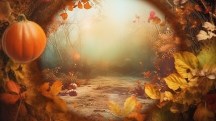 Wall Mural - Fantasy autumn background with copy-space.