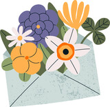 Fototapeta Zachód słońca - Envelope With Flowers