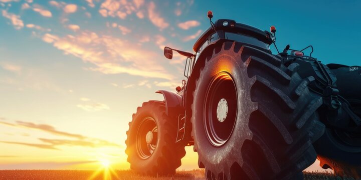 Rural Innovation: Tractor in Heroic Sunset Scene