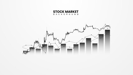 Wall Mural - Financial bar chart, candlestick, bond data, and upward-sloping graph on a white background. Improved business information and financial growth data. Successful stock market wallpaper