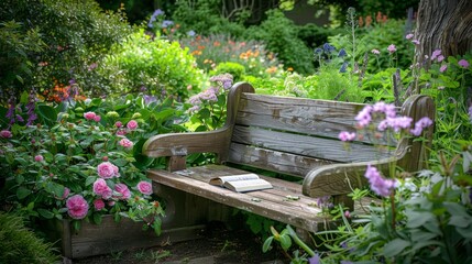 Wall Mural - Open Bible in Serene Garden Setting