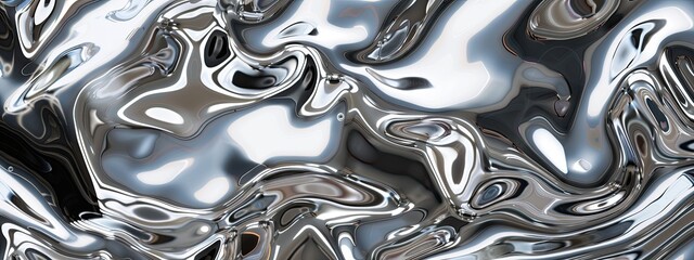 Wall Mural - liquid shiny silver background. silver foil. texture background