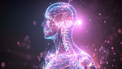 Aufkleber - Detailed computer-generated rendering of a human head focusing on anatomical features and realistic textures.