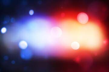 police light glowing in bokeh blur style, background design. modern blue and red police lights conce