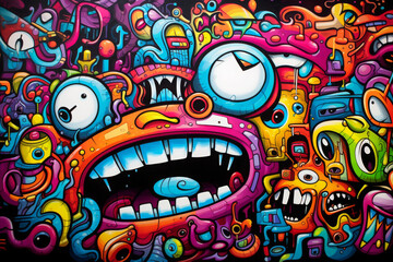 Wall Mural - colorful graffiti art design bright background	
