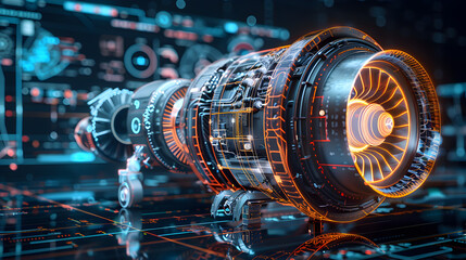 Wall Mural - A futuristic looking jet engine with a glowing orange tip