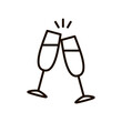 © Yaryna - Champagne glasses make cheers outline icon. Celebration, party, holiday symbol. Editable stroke