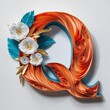 Elegant Paper Quilling Art Forming the Letter q Embellished with Floral Designs.