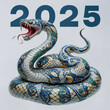 Decorative Serpent Entwined Around Numbers 2025, Symbolizing New Year.