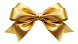 © N7 - 'Minimalist Gold Ribbon Bow' - A simple yet elegant gold tie ribbon bow with a smooth satin finish, isolated for clean and modern graphic uses.