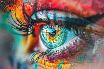 Street graffiti style closeup of a woman's eye