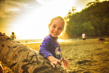 Wall Mural - Portrait of girl of 4 years on beach of Costa Rica