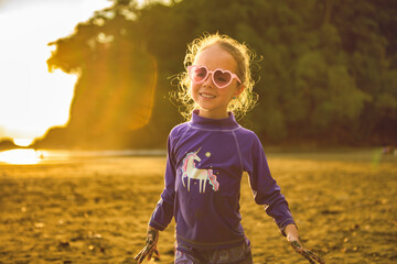 Wall Mural - Portrait of girl of 4 years on beach of Costa Rica