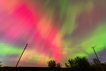 Poster - Aurora borealis, The Northern lights at Kuldiga, Latvia.