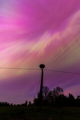 Poster - Aurora borealis, The Northern lights at Kuldiga municipality, Latvia.