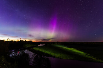 Wall Mural - Aurora borealis, The Northern lights at Kuldiga, Latvia.