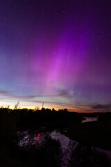 Canvas Print - Aurora borealis, The Northern lights at Kuldiga, Latvia.