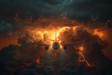 Wall Mural - A plane is flying through a stormy sky