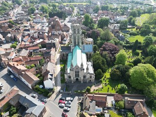 Wall Mural - aerial view of Howden Minster is a large Grade I listed Church  East Riding of Yorkshire
