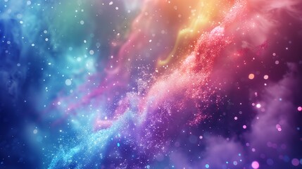 Wall Mural - A surreal symphony of rainbow powder floating in the air