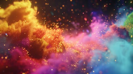 Wall Mural - A surreal symphony of rainbow powder floating in the air