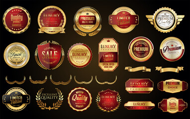 Wall Mural - premium and luxury golden retro badges and labels collection