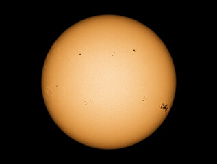 Wall Mural - suns surface with sunspots on 12th of may 2024 with the active sunspot region 3664