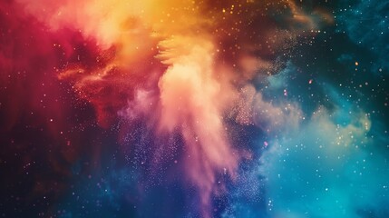 Wall Mural - A mesmerizing explosion of vibrant rainbow powder dancing in the air