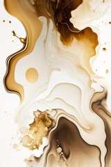 Sticker - Beige and gold abstract texture. Luxurious liquid background. Generative AI.