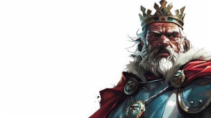 Wall Mural - A wise king wearing a majestic crown with an empty space for text