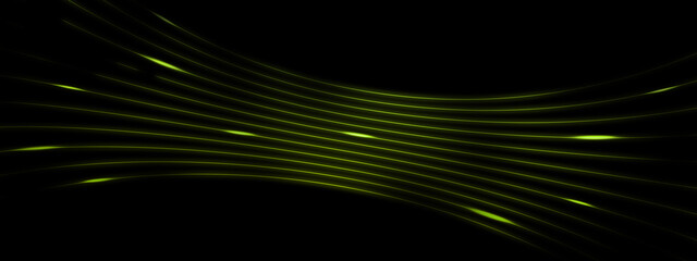 Wall Mural - green wavy glowing lines abstract futuristic tech background