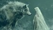 wolf and a woman dressed in white fantasy novel cover