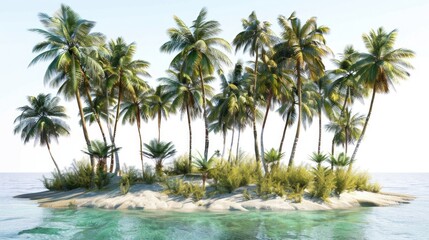 Wall Mural - tropical island with palm trees and blue ocean