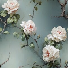 Sticker - White roses wallpaper