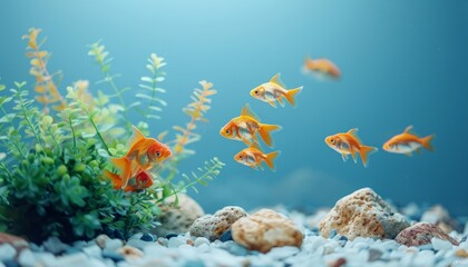 Wall Mural - Exotic tropical fish in aquarium water