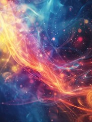 Wall Mural - Colorful, swirling galaxy with bright red and blue flames