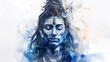 © Graphic Dude - Beautiful digital painting of calm and serene lord Shiva on a white background, perfect for bringing tranquility to any space.