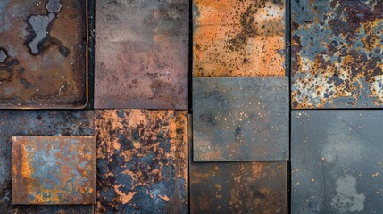 Canvas Print - Collection of rusted metal pieces with worn and weathered appearance