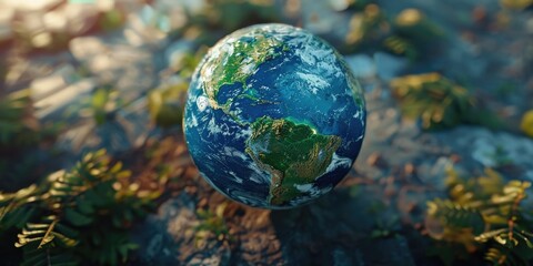 Poster - Small blue and green planet with green leaf on it